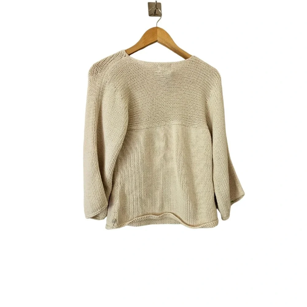 Pure‎ HandKnit Sweater Cream XS 100% Cotton Oversize Neck